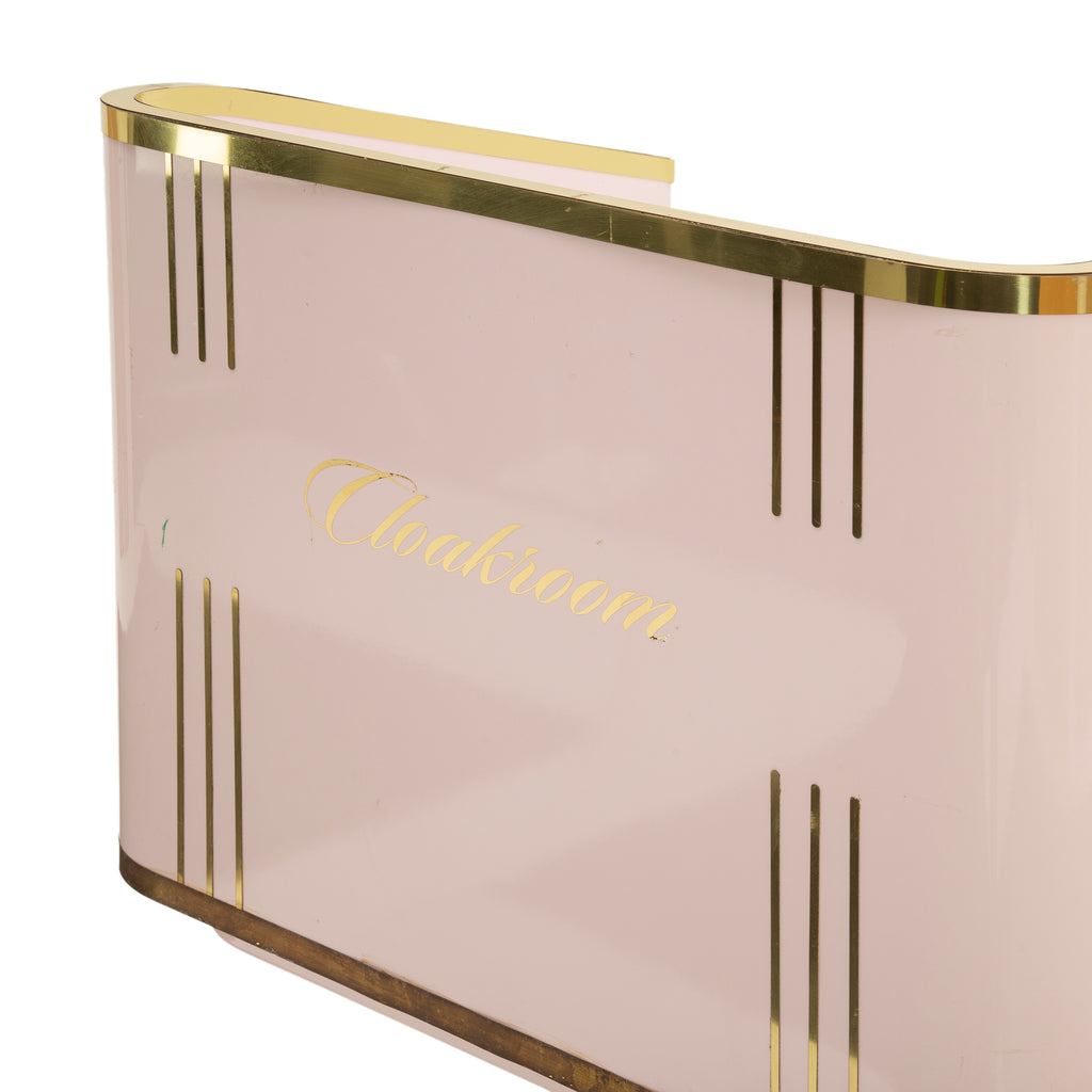 Art Deco Blush Pink Lacquered Cloakroom Display Stand with Gold Trim