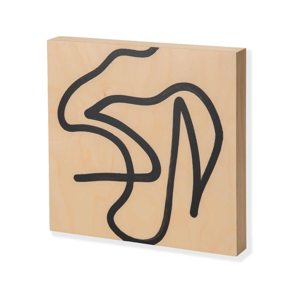 1429 (A+D) Squiggles Black on Wood A