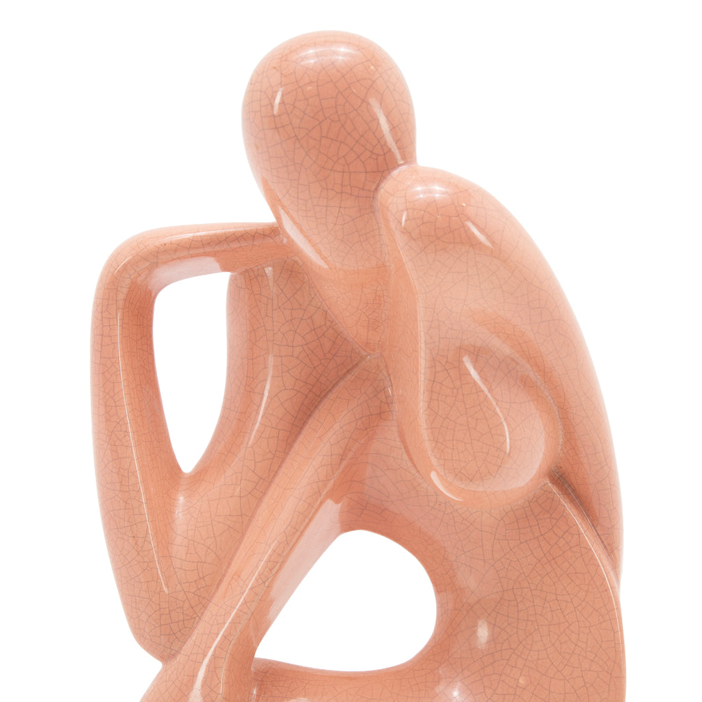 Peach Ceramic Figure Sculpture