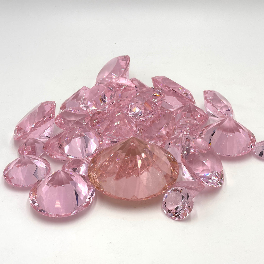 Pink Faceted Acrylic Decorative Gemstones Assortment