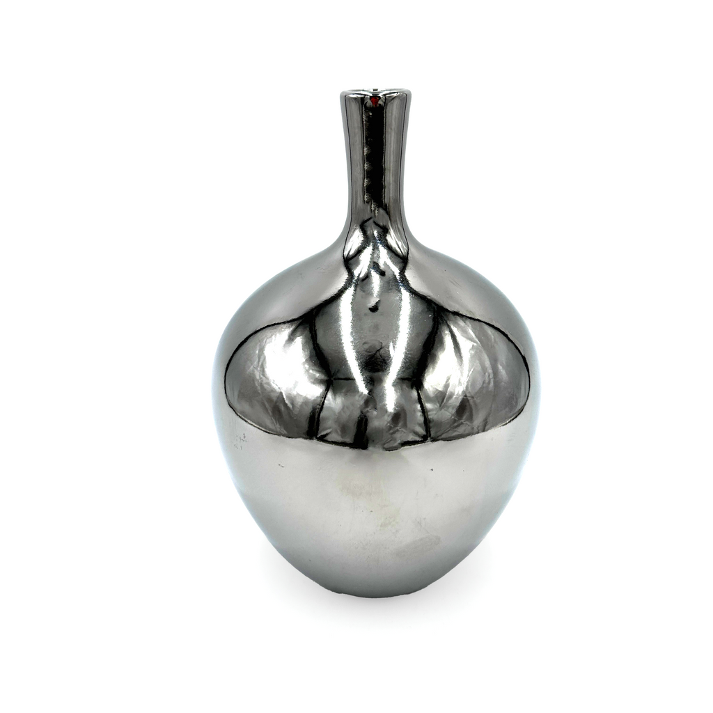 Silver/Chrome Bulbous Neck Vase