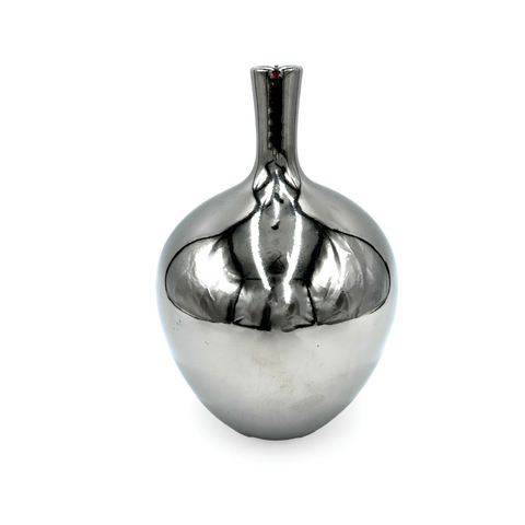 Silver/Chrome Bulbous Neck Vase