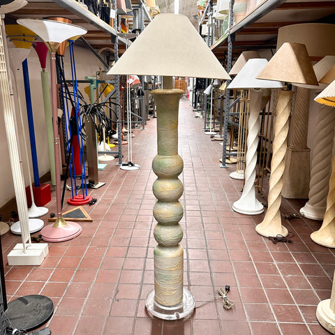 Green and Beige Textured Floor Lamp