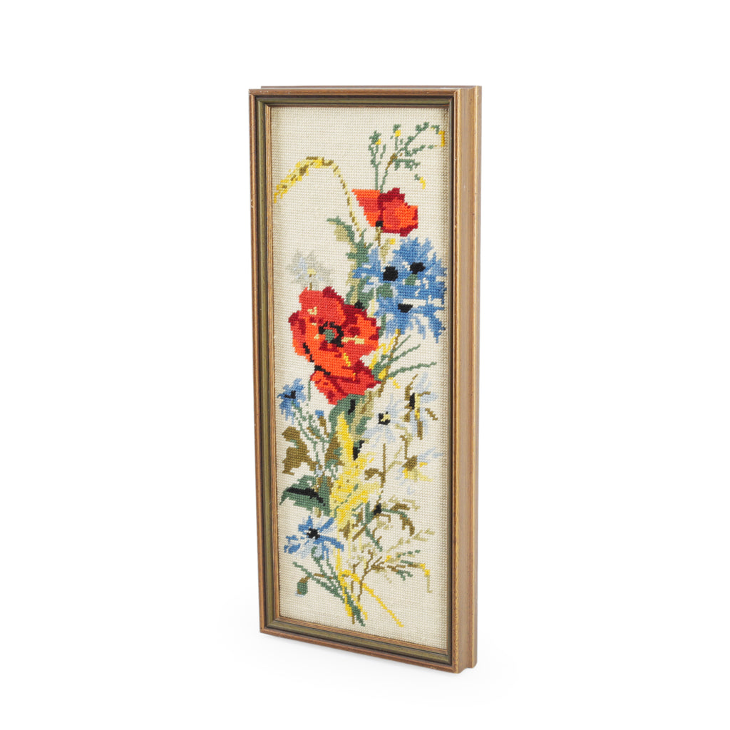 Wood Framed Floral Needlepoint Art