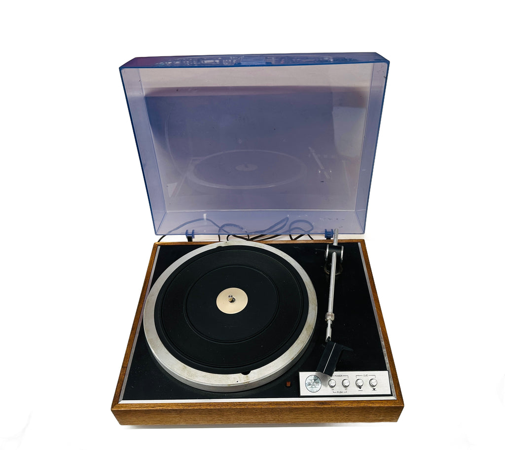 Mid-Century Walnut Wood and Silver Turntable