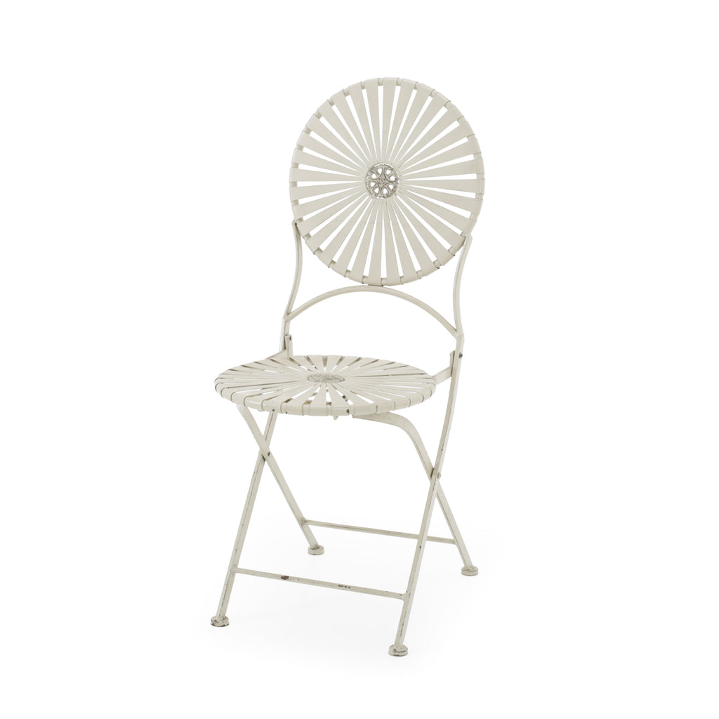 Cream Metal Folding Bistro Chair