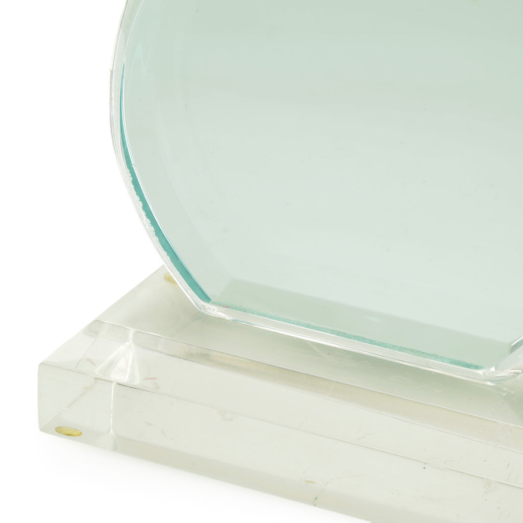 Clear and Aqua Green Acrylic Faceted Sculpture