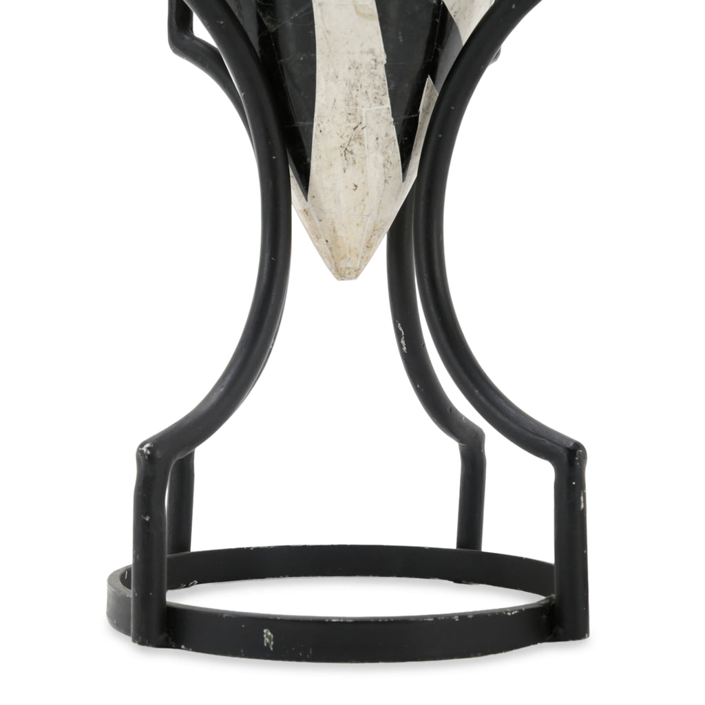 Set of 3 Black and Off-White Ceramic Vases