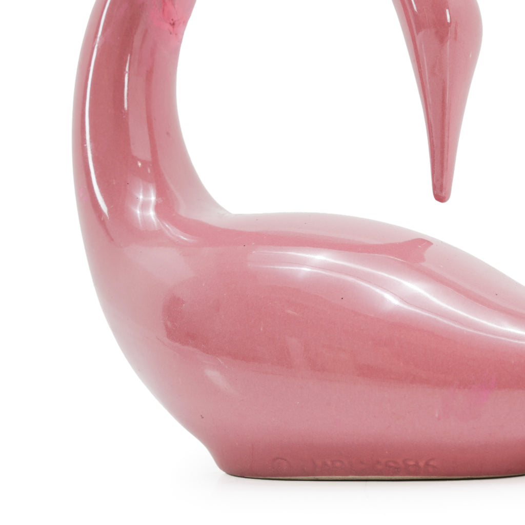 Pink Glazed Ceramic Minimalist Swan Figurines