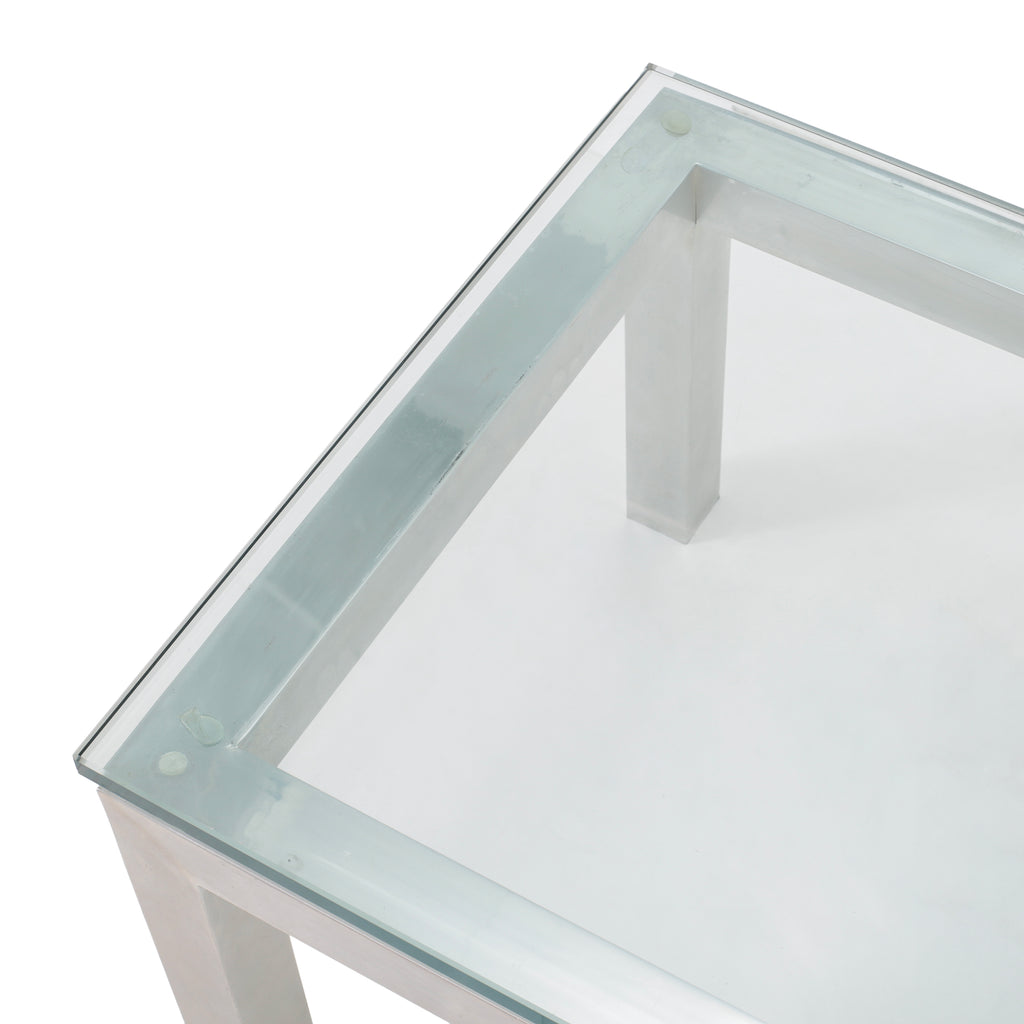 Rectangular Clear Glass Metal Coffee Table