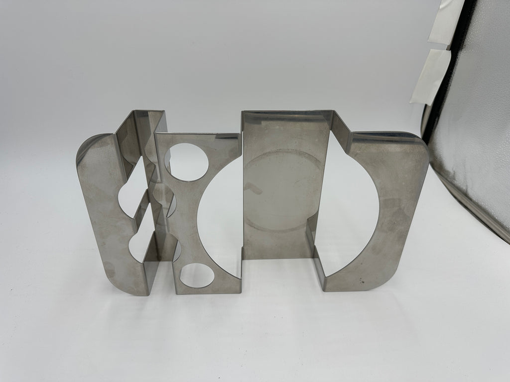 Sleek Silver Stainless Steel Geometric Tabletop Holder