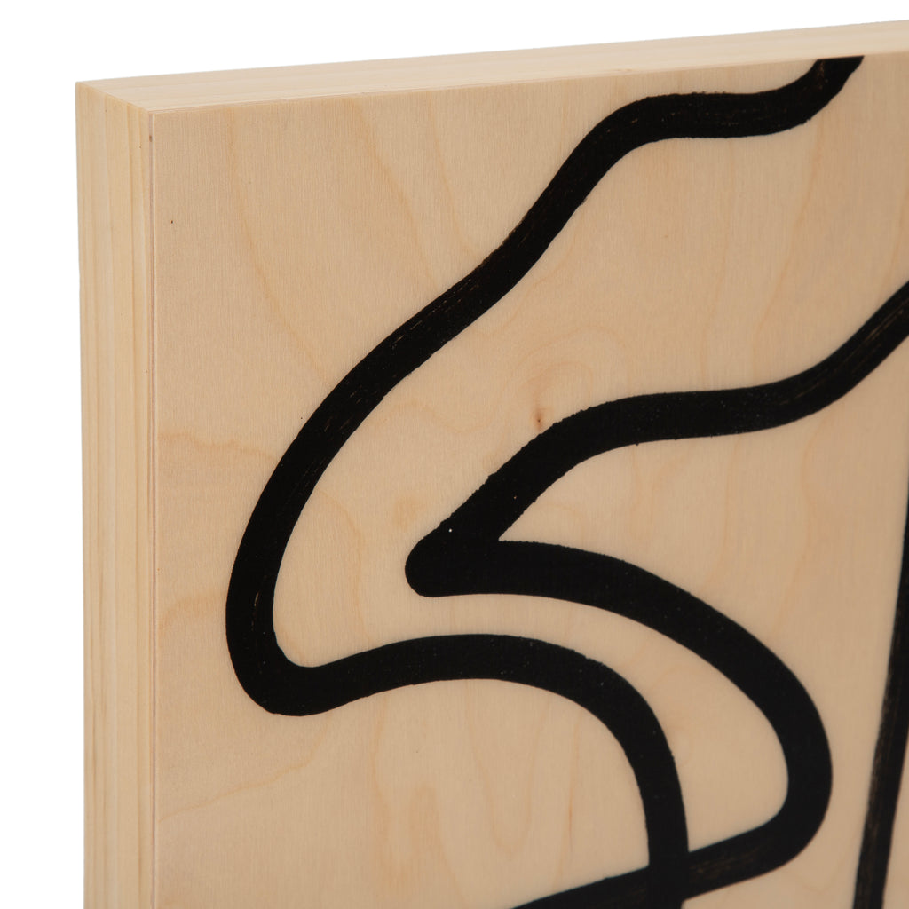 1429 (A+D) Squiggles Black on Wood A