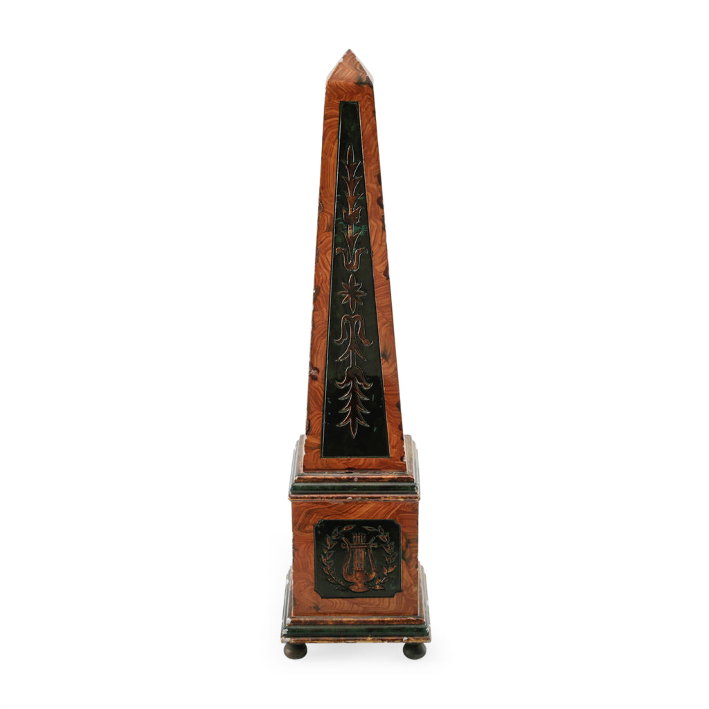 Dark Brown Wood & Forest Green Obelisk