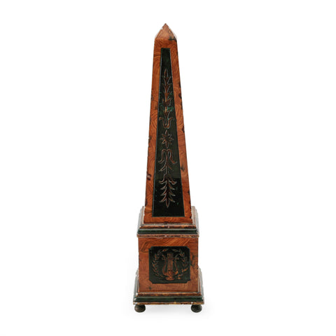 Dark Brown Wood & Forest Green Obelisk