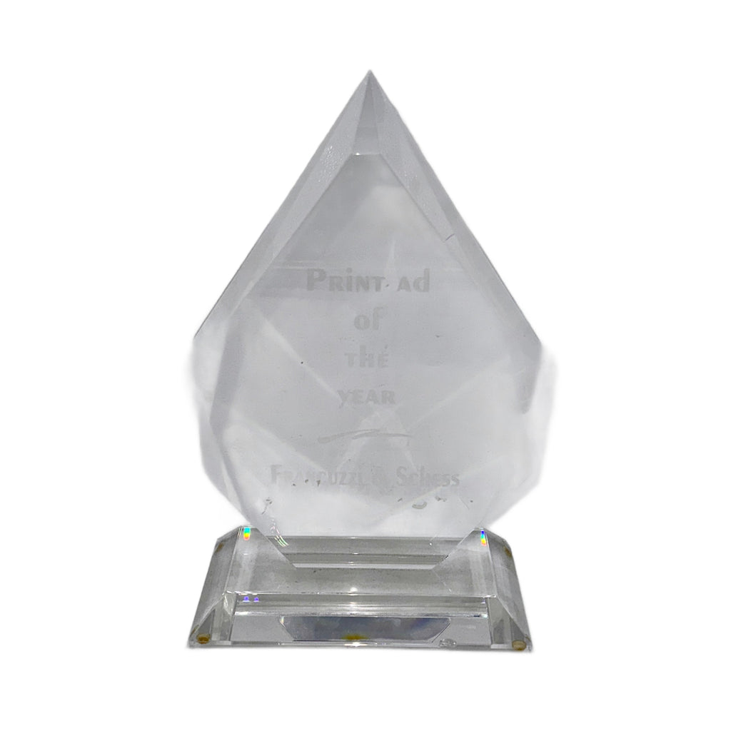 Clear Faceted Crystal Award for Print Ad