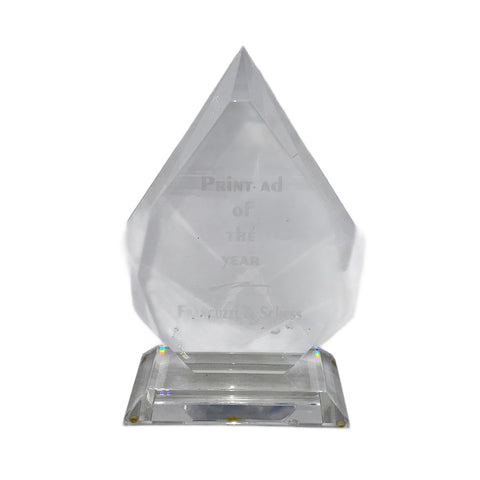 Clear Faceted Crystal Award for Print Ad