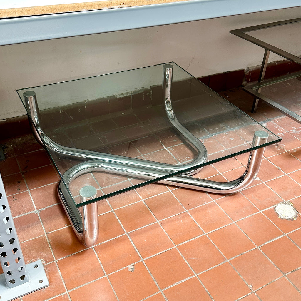 Glass & Chrome Curvilinear Coffee Table