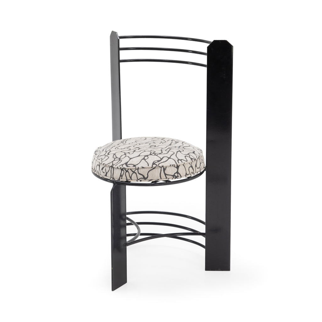 Black Metal Dining Chair with Abstract Upholstered Seat