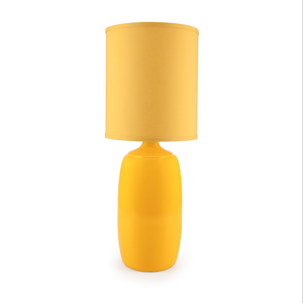 Goldenrod Yellow Ceramic Table Lamp with Drum Shade