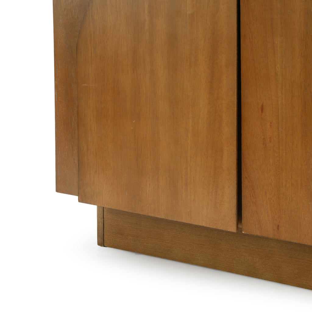 Light Brown Wood Storage Cabinet with Half-Moon Doors