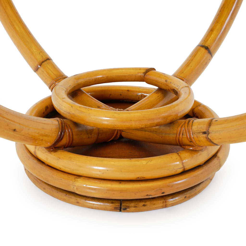 Textured Glass & Natural Bamboo Accent Table