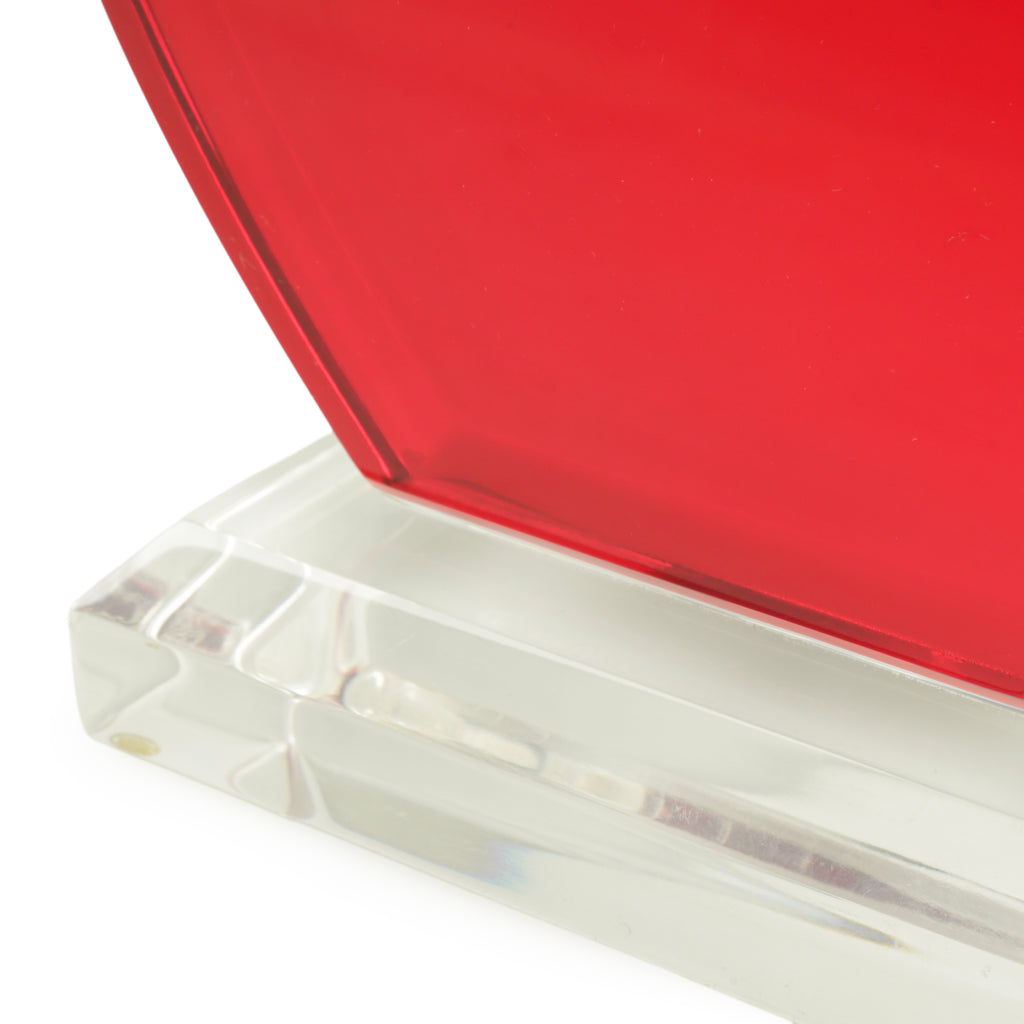 Red and Clear Acrylic Heart-Shaped Sculpture
