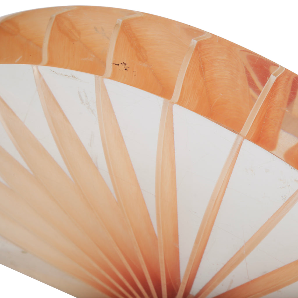 Translucent Clear and Peach Acrylic Fan-Shaped Sculpture