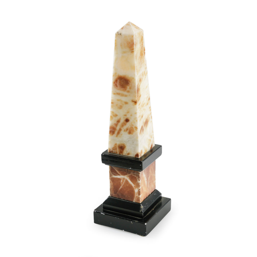 Cream and Brown Obelisk with Black Base