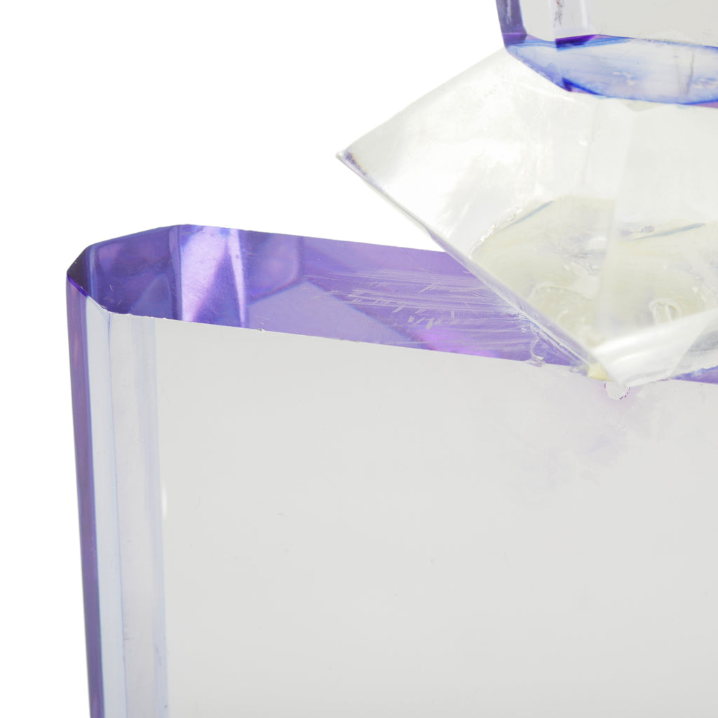 Clear and Purple Geometric Acrylic Sculpture