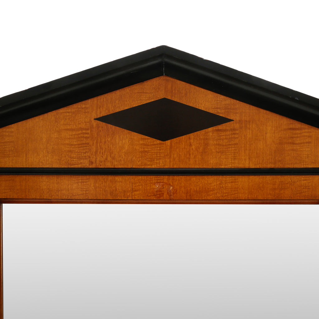 Warm Brown Wood Tri-Fold Pediment Dressing Mirror