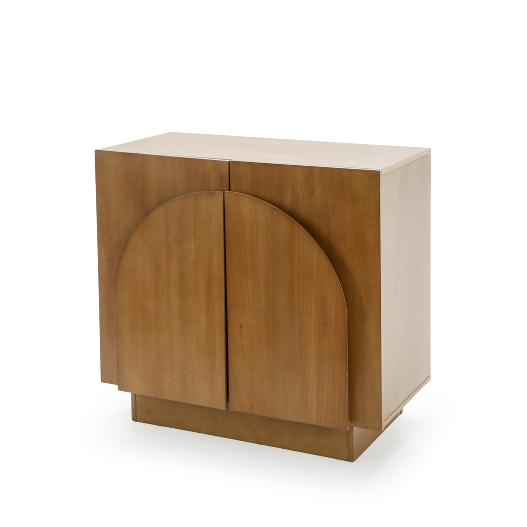 Light Brown Wood Storage Cabinet with Half-Moon Doors