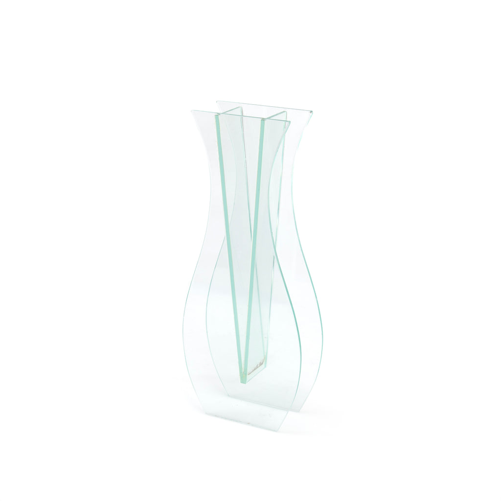Clear Multi-Panel Curved Decorative Vase