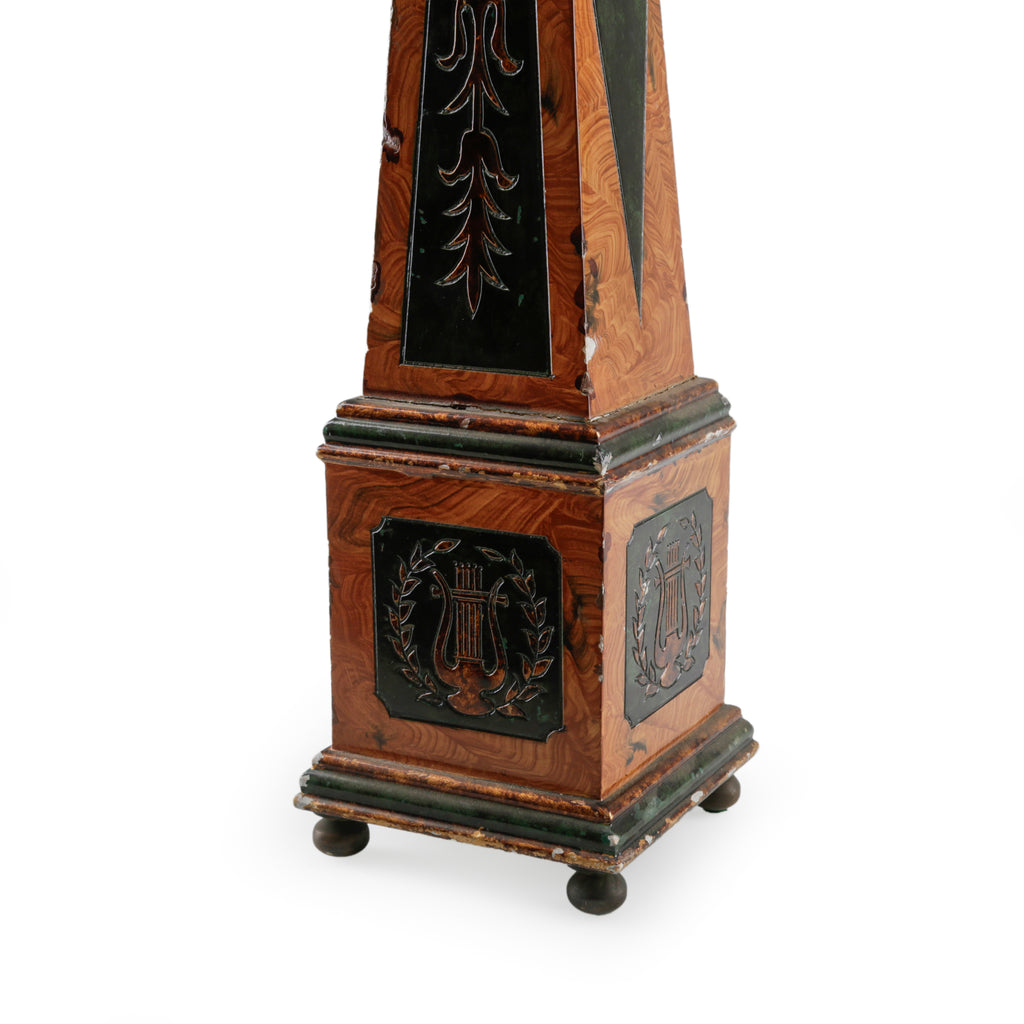 Dark Brown Wood & Forest Green Obelisk