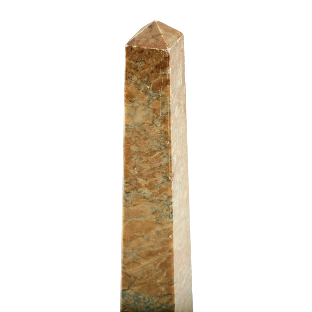 Mottled Brown and Green Marble Obelisk