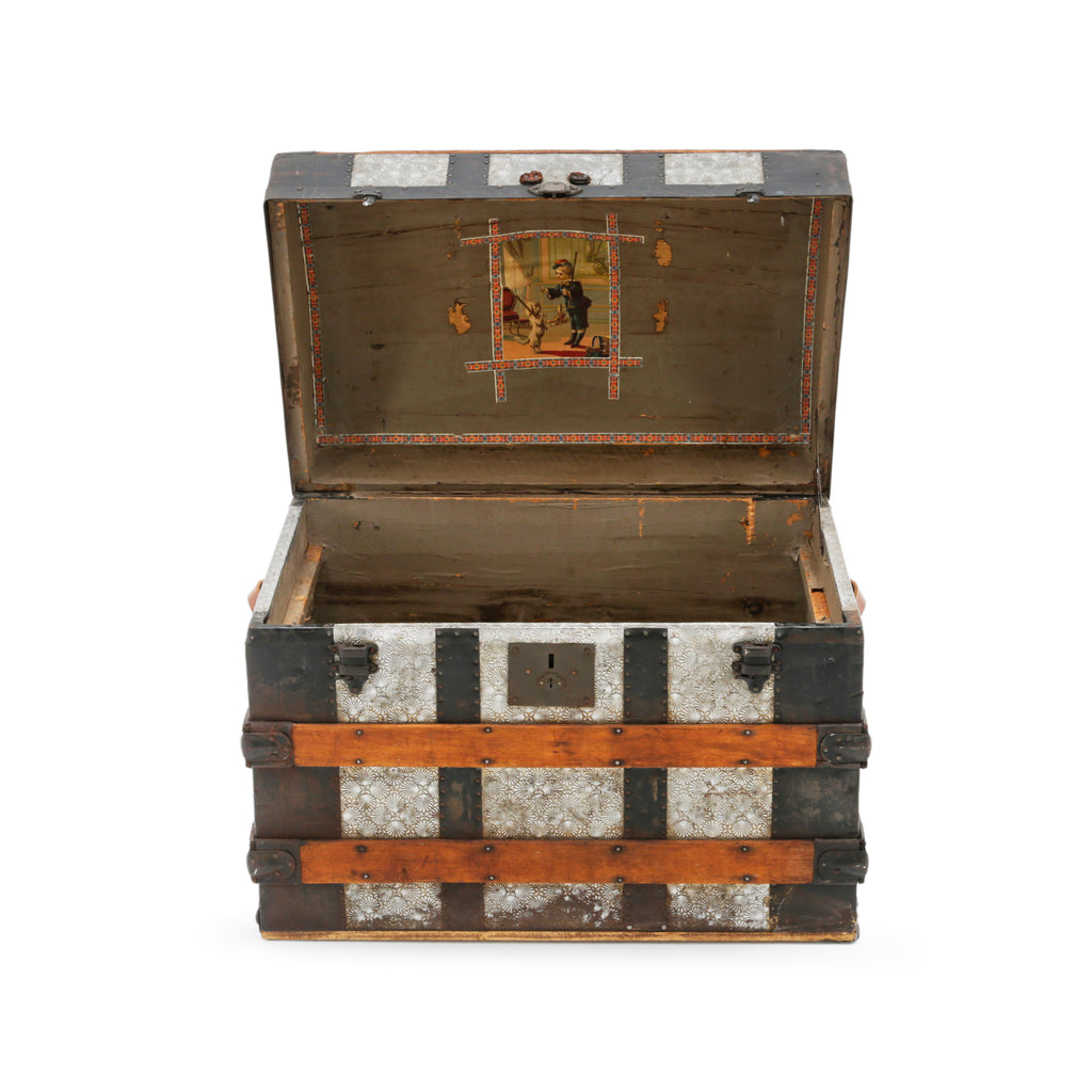 Dome Top Wood and Metal Trunk