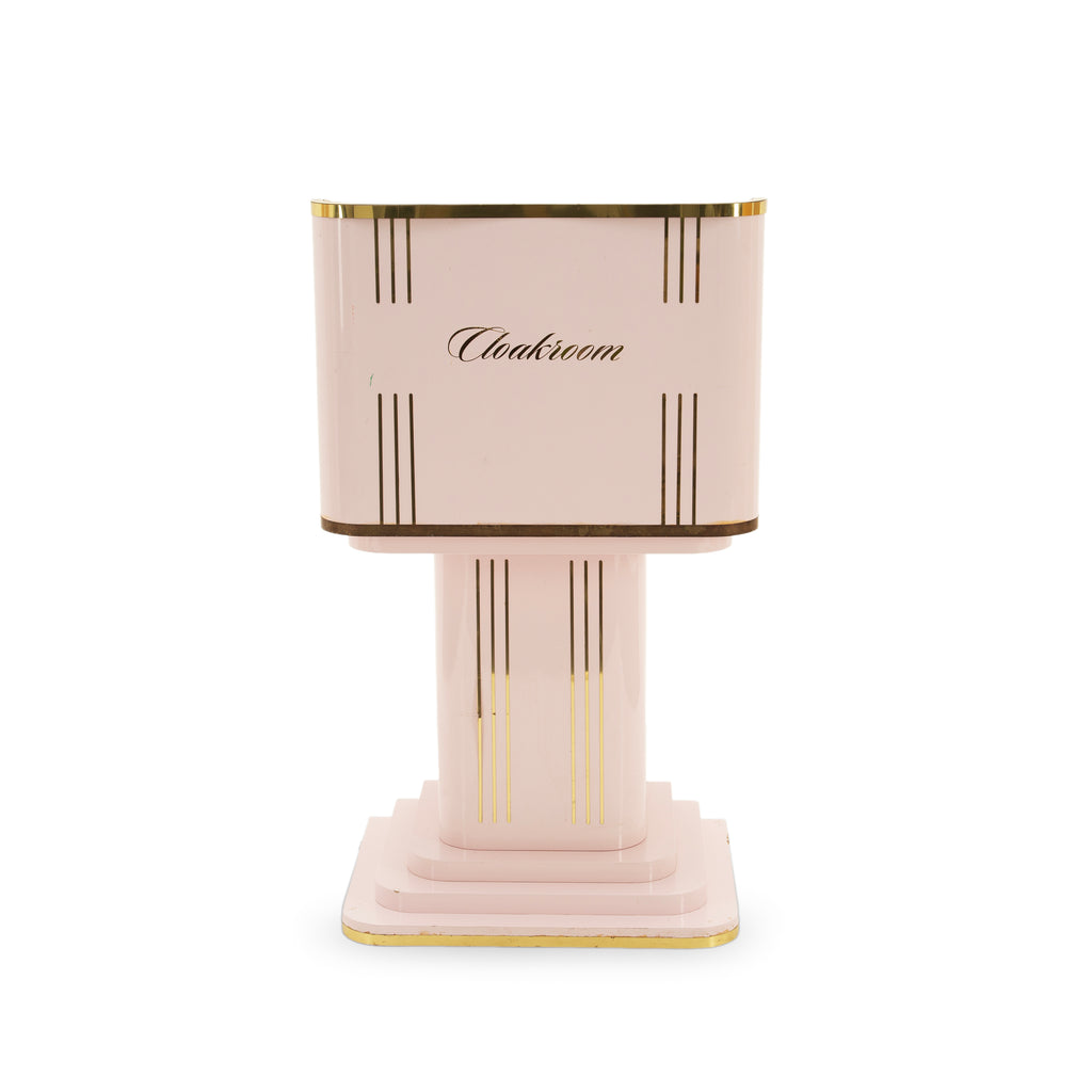 Art Deco Blush Pink Lacquered Cloakroom Display Stand with Gold Trim