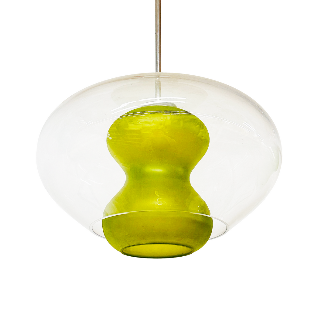 Clear Glass and Lime Green Glass Pendant Light