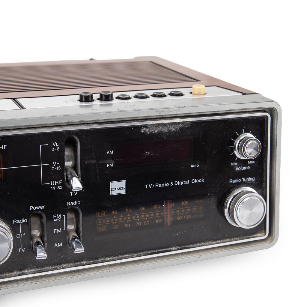 Brown Wood Grain TV Radio / Clock