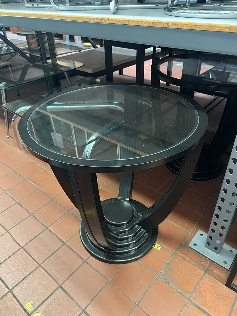 Black Art Deco Glass Side/Coffee Table