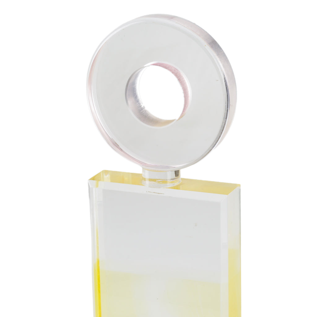 Clear and Yellow Acrylic Geometric Abstract Sculpture