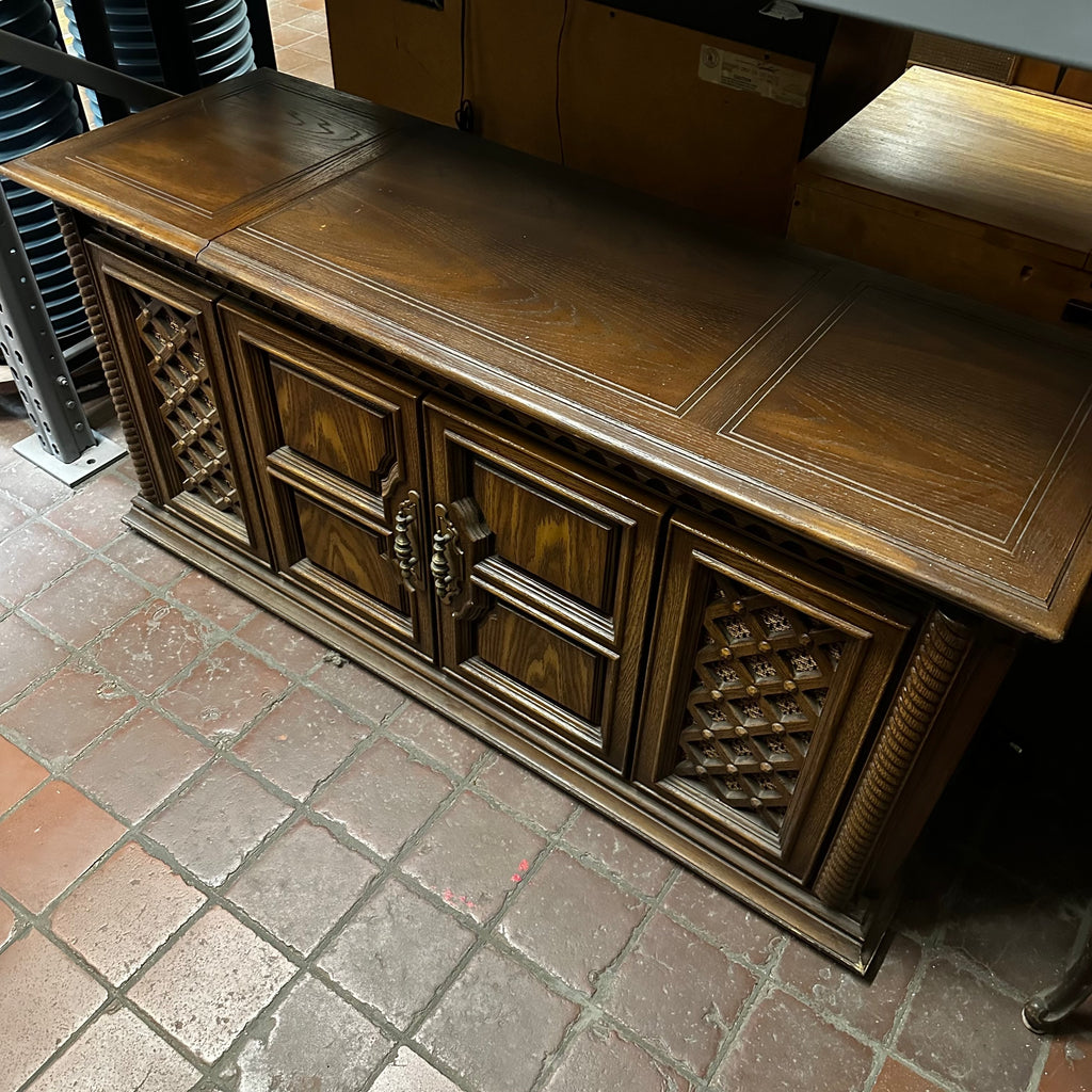 Dark Brown Wood Stereo Console Cabinet