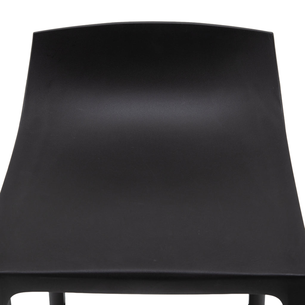 Black Plastic Modern Bar Stool with Curved Seat