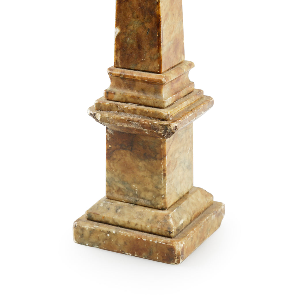 Distressed Multicolored Marble Obelisk