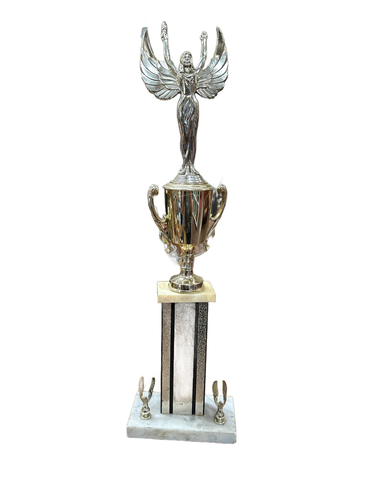 Silver & Gold Winged Figure Trophy with Marble Base