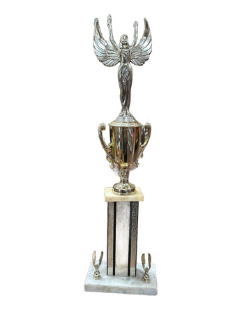 Silver & Gold Winged Figure Trophy with Marble Base