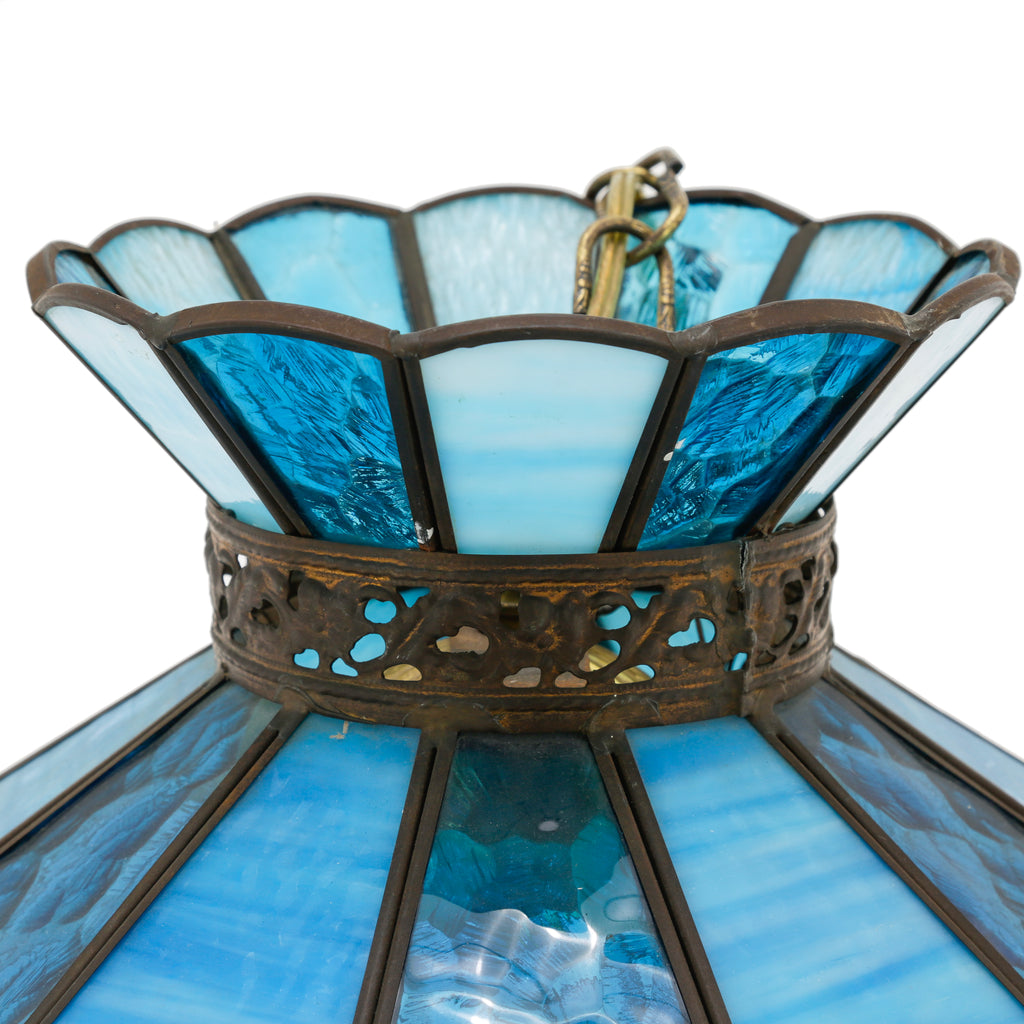 Blue Tiffany-Style Stained Glass Pendant Light