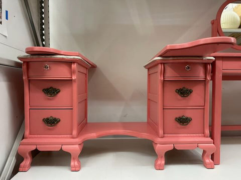 Pink Wood Vanity Desk