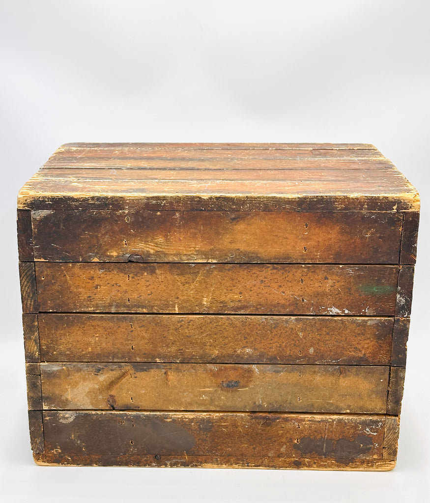Distressed Rustic Brown Wooden Storage Crate