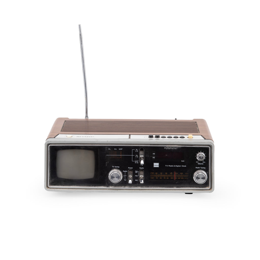 Brown Wood Grain TV Radio / Clock