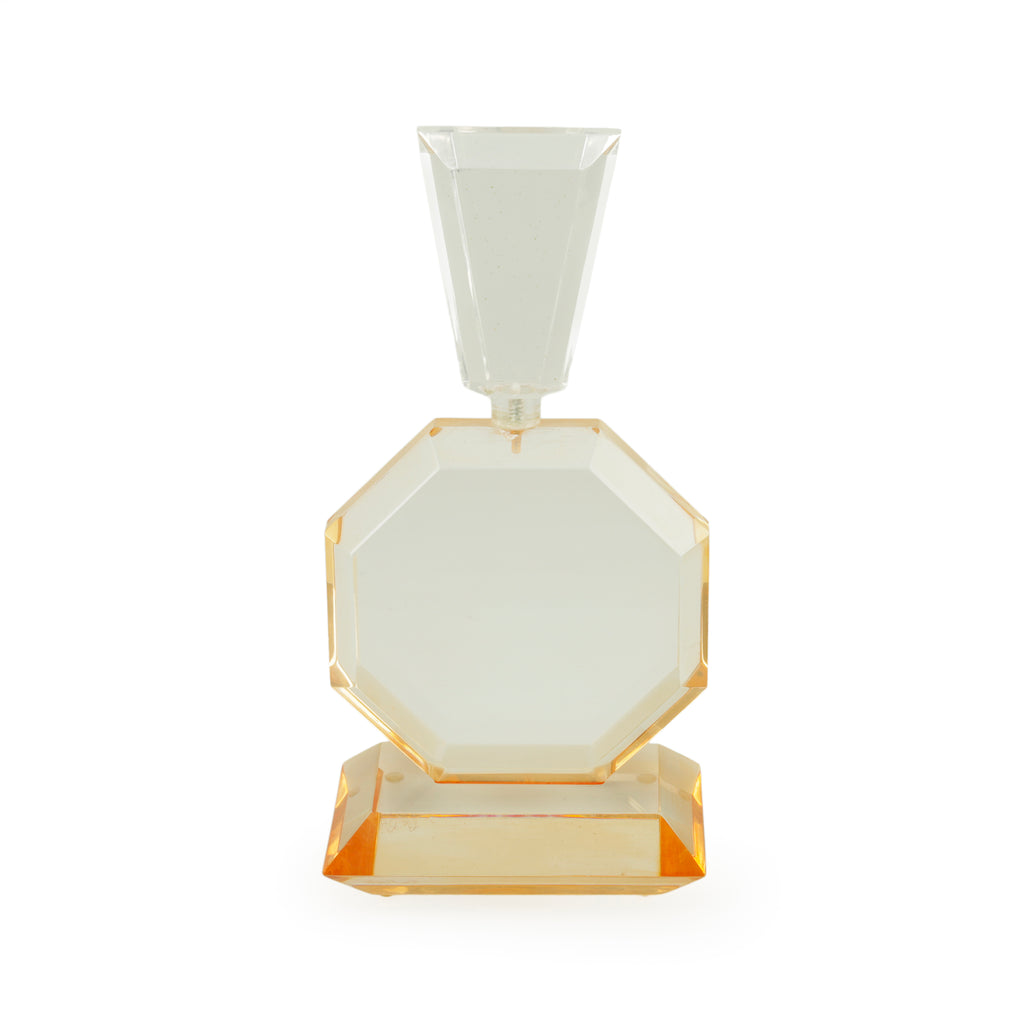 Geometric Amber and Clear Faceted Acrylic Sculpture